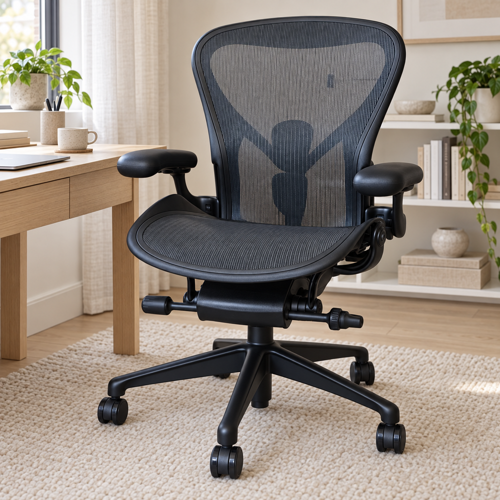 Herman Miller Aeron Chair Onyx Colour Satin Metal Base