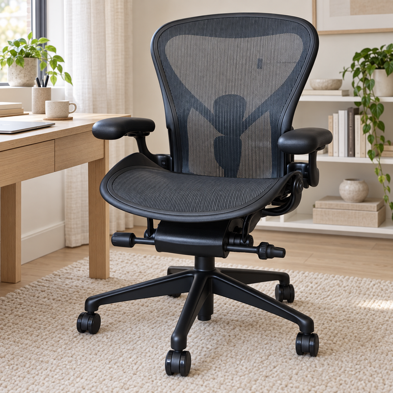 Herman Miller Aeron Chair Onyx Colour Satin Metal Base
