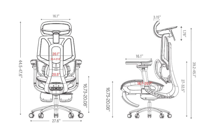 HBADA E3 PRO Ergonomic Chair without Footrest Upgrade