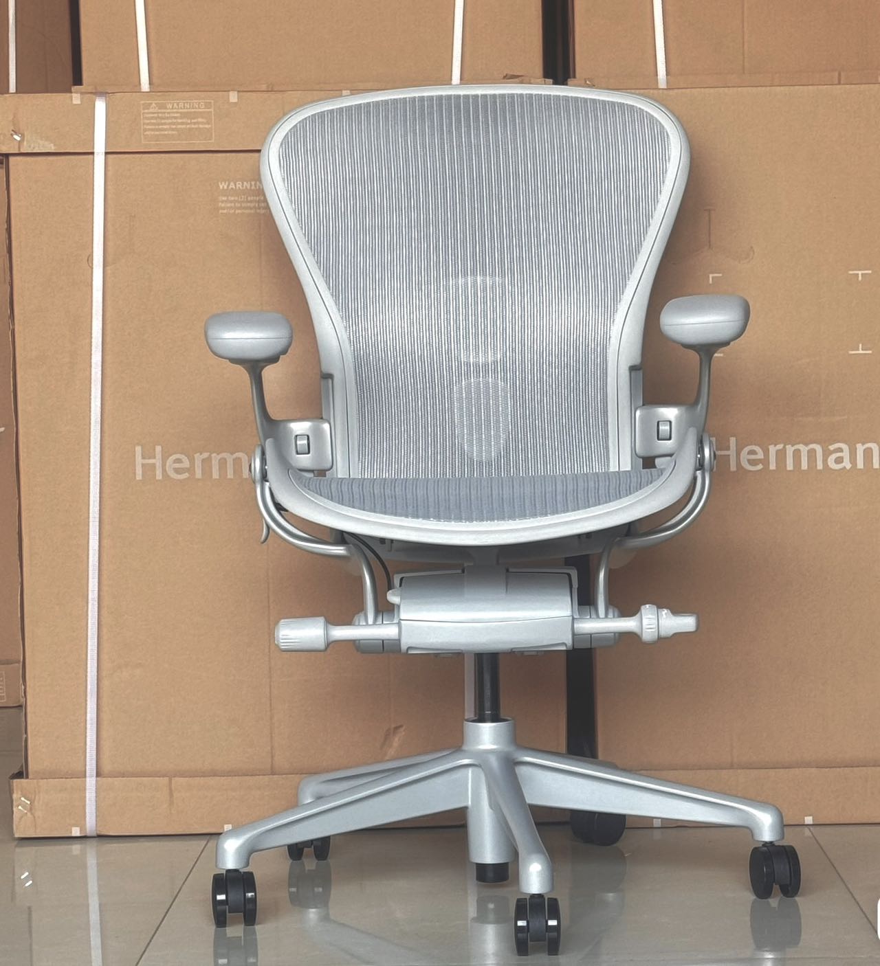 Herman Miller Aeron Chair Colour Mineral Satin Metal Base  (Full 12 years Warranty)